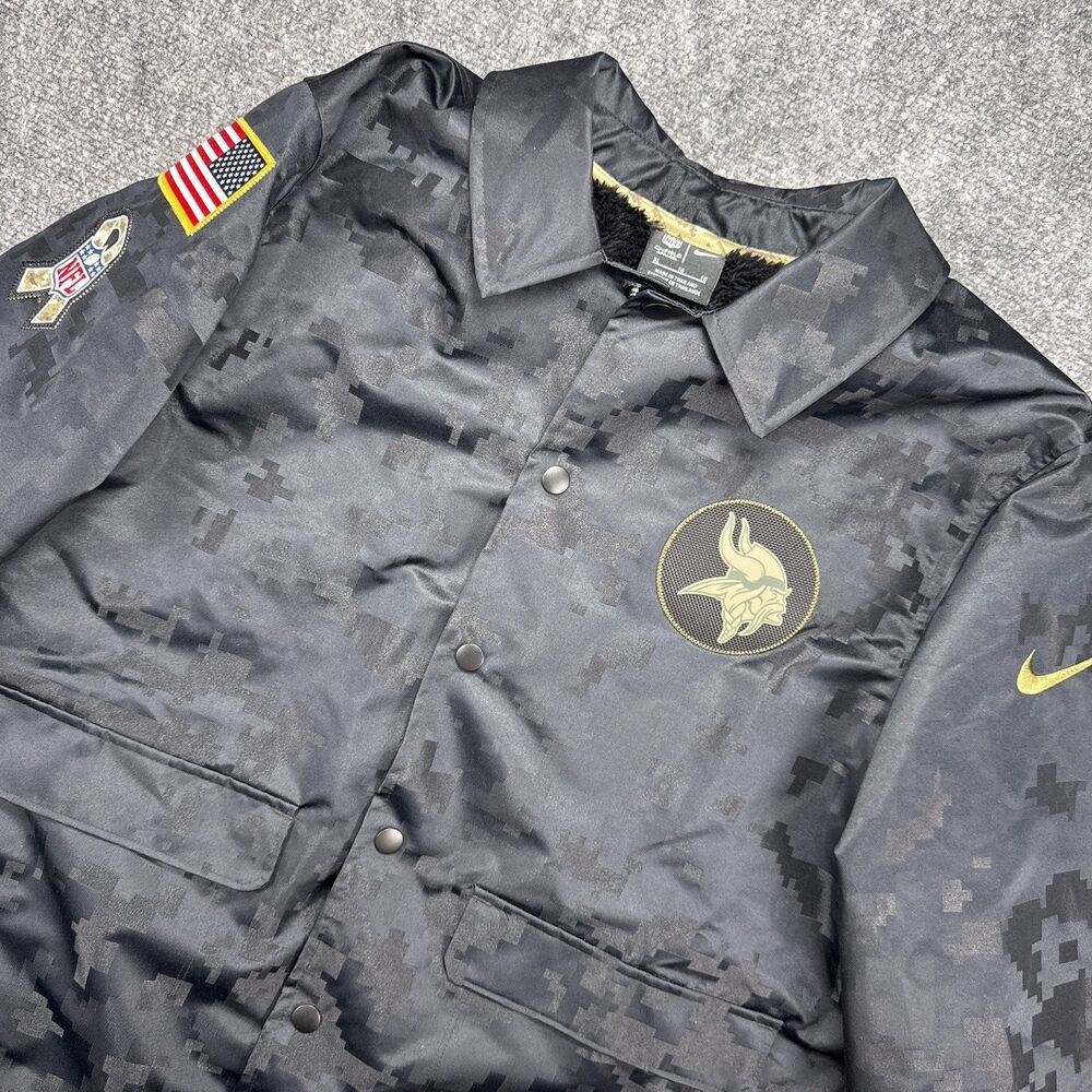 Nike NFL Vikings Salute To Service On Field Sherpa Lined Jacket Black Camo XL